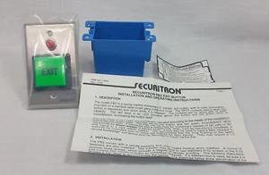 Securitron PB2 2" Square Exit Pushbutton Single Gang Momentary Light Stainless - Picture 1 of 4