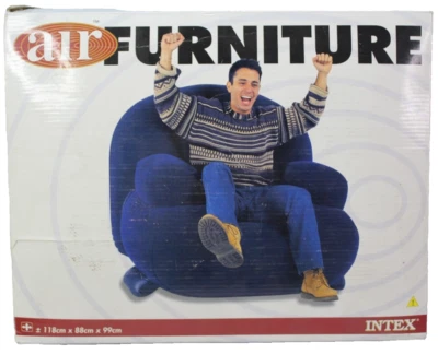 Silla inflable bolsa sin frijoles Intex Air años 90 de colección interior exterior - AZUL Foto 1 de 4