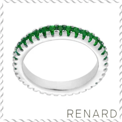 Anello eternity veretta girodito in argento 925 con zirconi verde smeraldo - Immagine 1 di 2