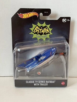 2020 HOT WHEELS BATMAN CLASSIC TV SERIES BLUE/WHITE BATBOAT WITH TRAILER, VHTF - Image 1 of 3
