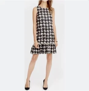 J. Crew 100% Silk Size 6 Houndstooth Flounce Raffle Dress Lined Knee Length Offi - Picture 1 of 19