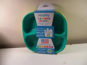 RePlay Kid Friendly Divided Plate Dish Hard Plastic set box fc - Picture 1 of 2