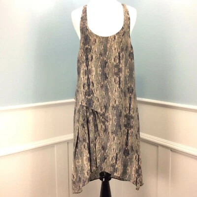 Haute Hippie Dress Small Green Gray Racerback Military Multi Side Tuck Unworn - Image 1 of 4