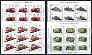 Turkey 2022 trains , trams , boats , ships MNH set Full Sheet - Picture 1 of 1