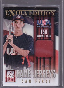 2013 ELITE EXTRA EDITION USA BASEBALL 15U GAME JERSEYS PRIME #4 SAM FERRI #1/49