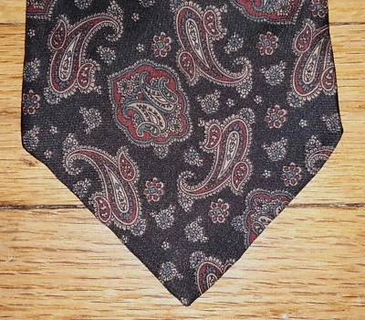 Gravata Hardy Amies preta vermelha bronzeada azul-petróleo design paisley nova na caixa t4473 - Imagem 1 de 3