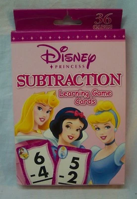 Walt Disney Princess SUBTRACTION LEARNING CARD GAME Flash Cards NEW - Image 1 of 3