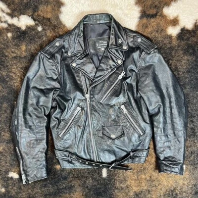 Vintage Vera Pelle Motorcycle Moto Biker Black Jacket Made Italy Size50 XL Women - Image 1 of 4