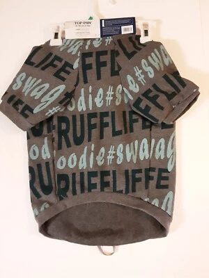 NUEVO CON ETIQUETAS Top Paw L Pet Dog Hash Tag Sudadera con Capucha Gris Negro Azul Bolsillo Canguro Foto 1 de 4