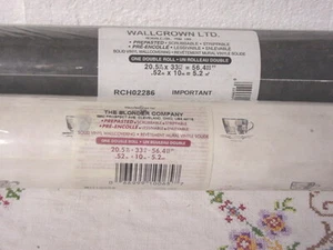 WALLPAPER--1990's--Tea Cup Pattern & Black Denium Vinyl-Unopened - Picture 1 of 4