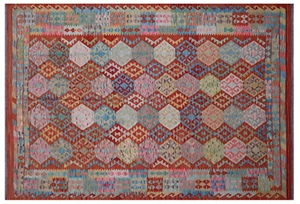 Tash Handmade Afghan/Turkish Kilim Rugs, Woollen Red Rug, Size 200 x 300 cm - Picture 1 of 7