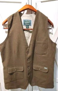 Woolrich Vintage Suit Vest Men's Large Brown Herringbone Wool Nylon Waist Coat - Picture 1 of 4