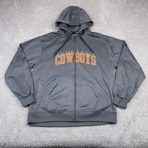 Oklahoma State Cowboys Hoodie Mens Large Gray Under Armour Full Zip Sweatshirt Cover