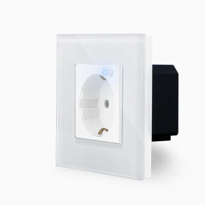 WLAN Steckdose 1 Fach Schuko Unterputz WiFi Smart Tuya Glas Weiß Luxus-Time - Bild 1 von 4