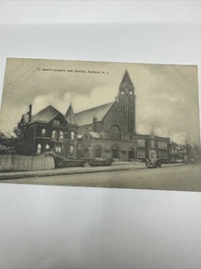 Vtg 1940s St Mary's Church & School Rahway NJ Mayrose Co Collotype Postcard - Picture 1 of 3
