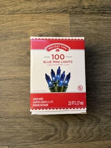 100 COUNT BLUE CHRISTMAS , mini LIGHTS ON GREEN WIRE NIB - Picture 1 of 4