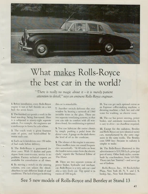 1958 Rolls-Royce The Best Car in the World Bentley No Chauffeur VINTAGE PRINT AD - Image 1 of 2