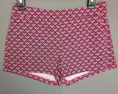 Express Shorts Womens 2 Pink Black White Geometric Side Zip Stretches 2" Inseam - Image 1 of 4
