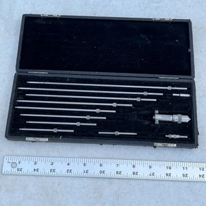 Starrett Inside Micrometer Set 2-12" Range - COMPLETE - 13 pc Set - Vintage 0-20 - Picture 1 of 11
