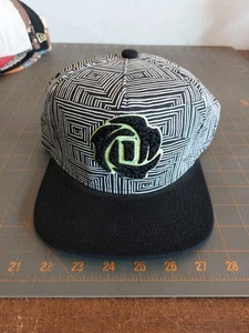 Adidas Derrick Rose Hat Cap Snapback NBA Rose Logo Black White Square Stripes - Picture 1 of 6