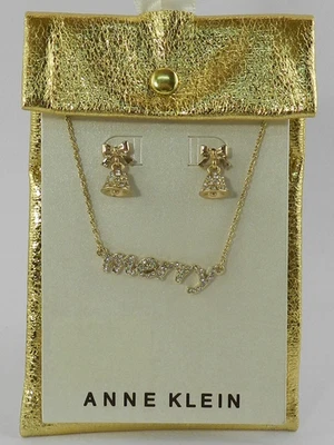 Anne Klein Gold-Tone 2-Pc. Set Pave Crystal Merry Pendant Necklace & Earrings - Image 1 of 3