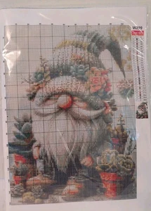 Vintage Cross Stitch Kit Lot *2 Stamped Gnomes Pink Flowers Tiwabb Fall Plants - Picture 1 of 4