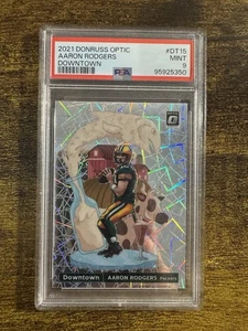 2021 DONRUSS OPTIC AARON RODGERS DOWNTOWN DT-15 PSA 9 Green Bay Packers - Foto 1 di 2