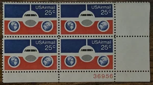US - Scott C89- Air Mail - Plane and Globes - BR Plate Block - MNH!!! - Picture 1 of 1