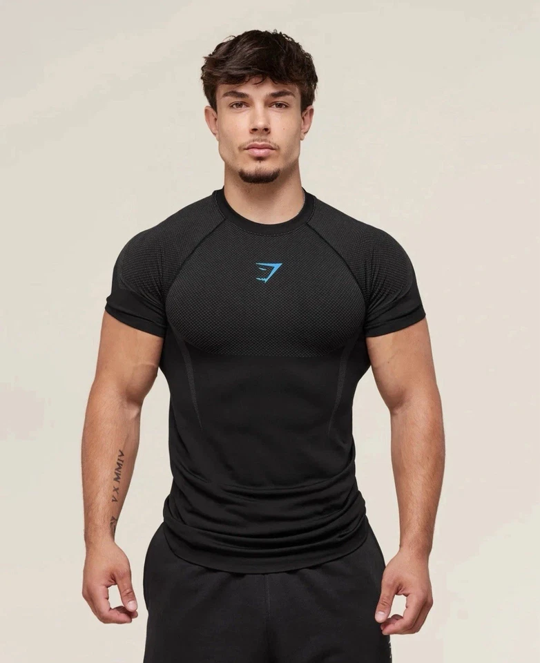 Camiseta manga corta sin costuras Gymshark Onyx 5.0 negra/gris ónix - mediana Foto 1 de 1