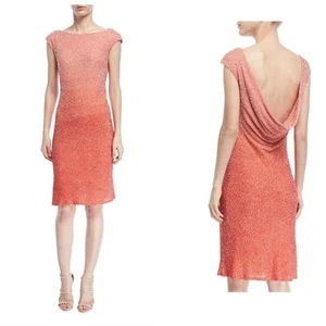 Pamella Rowland Cowl-Back Beaded Cocktail Dress - Picture 1 of 8