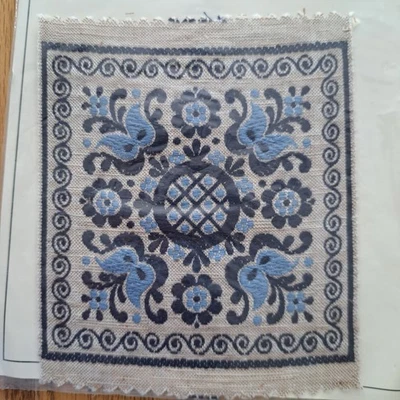 Creative Patches by Europa Imports Vintage Woven Applique Blue Tan 6" × 5" NOS  - Image 1 of 4