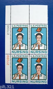 Sc # 1190 ~ Plate # Block ~ 4 cent Nursing Issue (ej3) - Picture 1 of 1