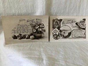 2 x Antique Postcard Birthday Greetings to Dear Mother and Father - Picture 1 of 2
