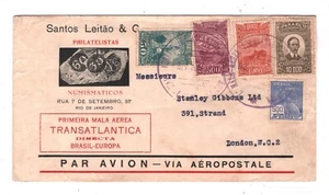 BRAZIL Cover 1930 Airmail *MERMOZ* TRANSATLANTIC FIRST FLIGHT FRANCE London KT70 - Picture 1 of 15