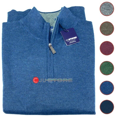 Maglia uomo lupetto misto lana rasata mezzo collo con zip TAGLIE FORTI da M a6XL - Immagine 1 di 4