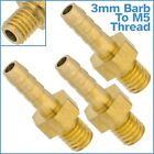 3Pcs Brass 3Mm Barb Hose To M5 Metric Male Threaded Pipe Fitting Tail Connector
