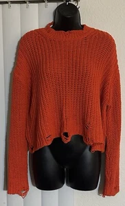 EUC Zara orangefarbener Pullover mit Zopfmuster im Used-Look SMALL - Bild 1 von 2