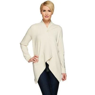 Denim & Co. Size 1X New Stone Wrap Front Cardigan with Single Button Closure - Image 1 of 4