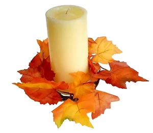 (2er Pack) Herbst Orange Ahornblatt 10" Kerzenring 4" Öffnung Dekor Handwerk #06 - Bild 1 von 4