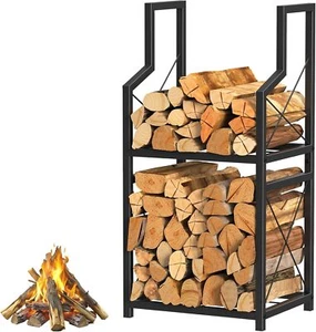 2-Tier Firewood Rack Holder Fire Wood Log Storage Rack Stacker Stand Heavy Duty - Picture 1 of 7