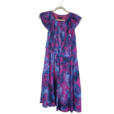 Banana Republic Dress Floral Flutter Ruffle Pink/Blue Women’s size 8 NWT $148 - Image 1 of 4