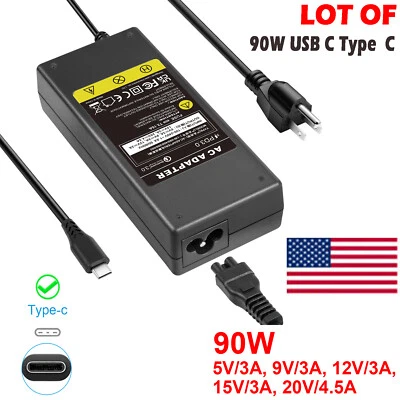 LOT OF 90W USB C Type C Adapter Charger For Lenovo Yoga Macbook Dell XPS Laptop* - Image 1 of 4