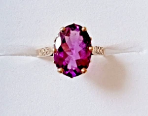 sterling silver 925 vintage Purple Gem Ring in fleur de lis setting - well made - Picture 1 of 6