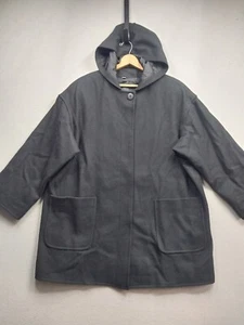 Abrigo de lana con capucha para mujer 3XL negro botones ocultos bolsillos forrados - Imagen 1 de 7