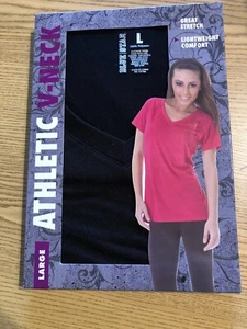 Women’s Large V-Neck T-shirt Athletic Black (S-APB-12-4) - Picture 1 of 4