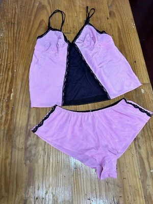 Betsey Johnson intimates pink and black 2 piece sleep wear - Image 1 of 4