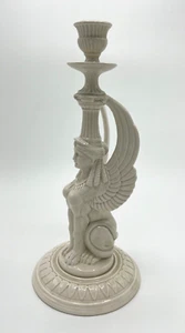 1970's Fitz & Floyd SPHINX Cream Ceramic 10" Candlestick, Candle Holder Vintage - Picture 1 of 8
