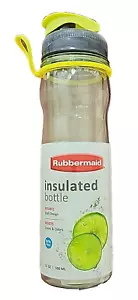 Rubbermaid Water Bottle 17 oz. Gulp Double Wall Insulated Finger Ring Clear Lime - Picture 1 of 4