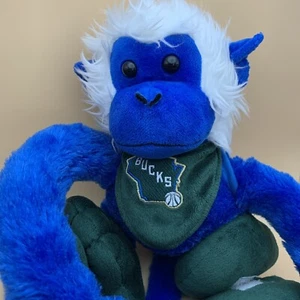 Peluche scimmia Milwaukee Bucks blu bianco verde peluche NBA basket - Foto 1 di 15