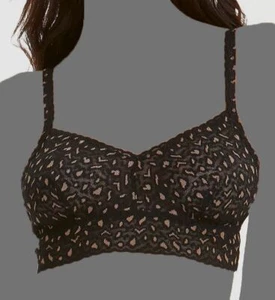 $70 Hanky Panky Women's Black Cross Dry Retro Lace Triangle Bralette Bra Size L - Picture 1 of 3